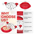 The chicken breast shredder in red, its dimensions and its various features.