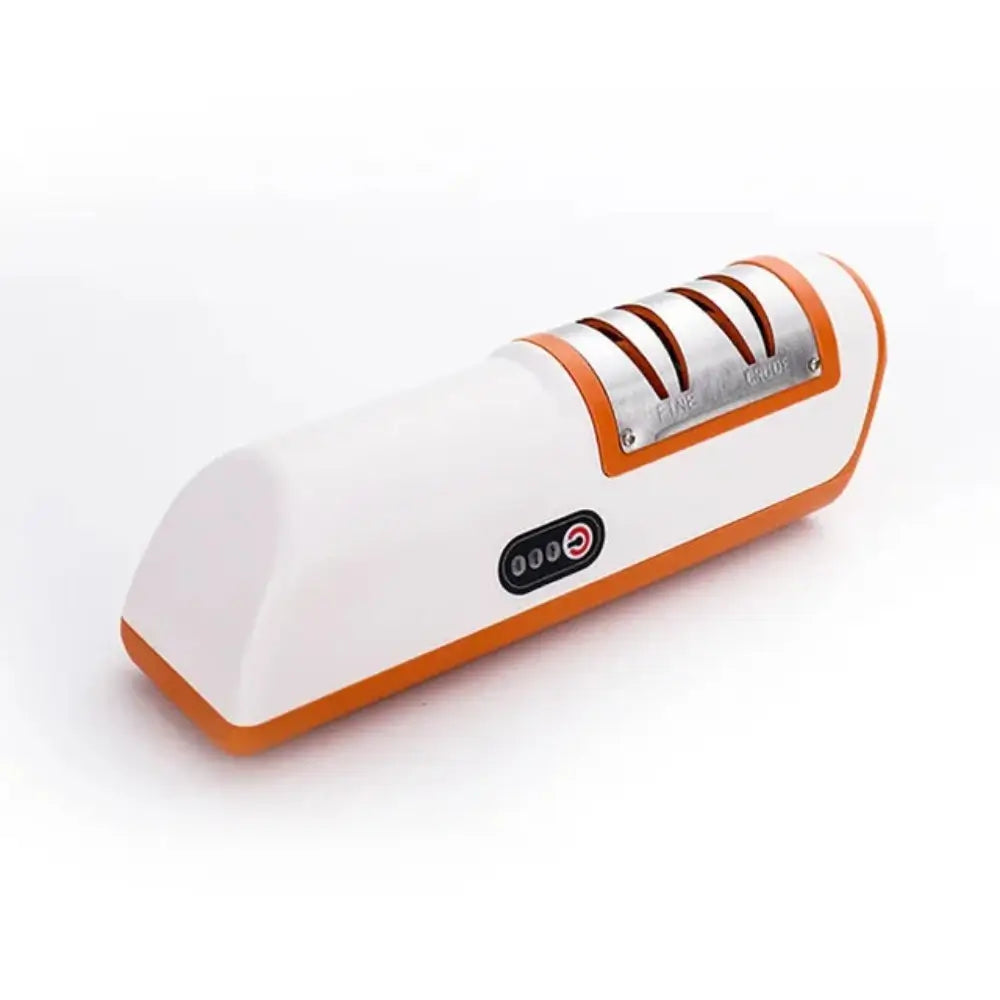 The orange electric knife sharpener.