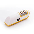 The yellow electric knife sharpener.