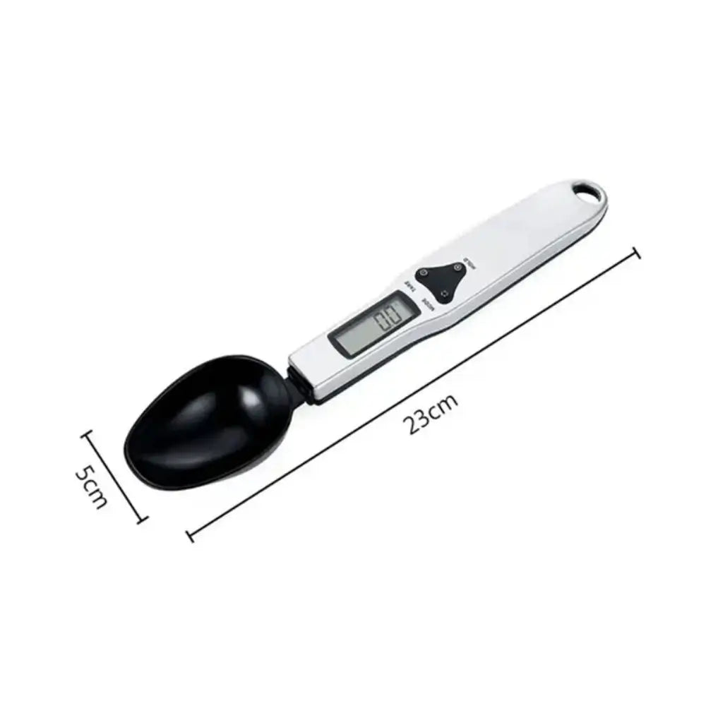 The electronic measuring spoon dimensions. 23cm in length and 5cm in width.