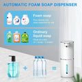 A graphic showing a dilution ratio which includes 1 manual soap dispenser and 3 bottles of water and foam soap which is ready to be poured directly into the automatic soap dispenser.